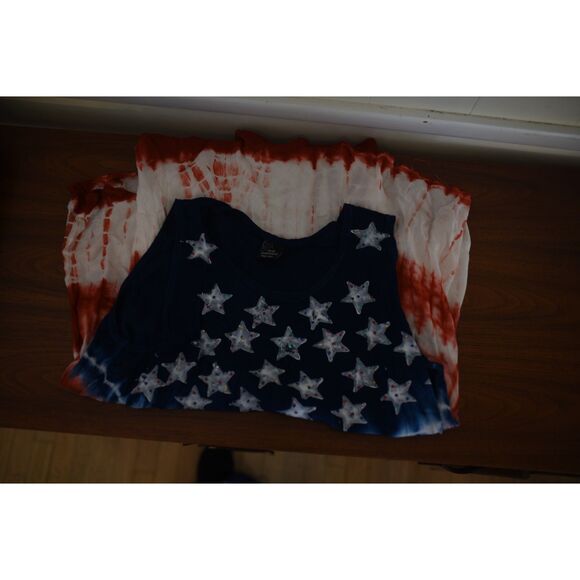 Free Size America USA Red White Blue Stars Stripe Tunic - Picture 4 of 9